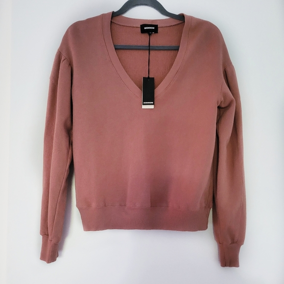 NEW Monrow Shirred Sleeve Sweatshirt Small - Picture 5 of 8